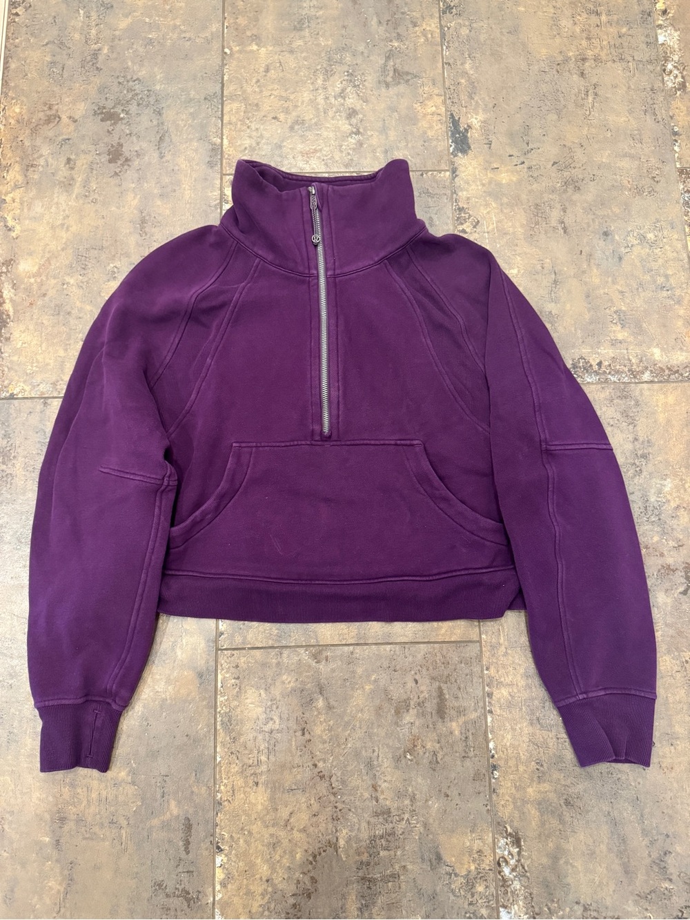 lululemon cropped Purple Half-Zip Funnel Neck scuba